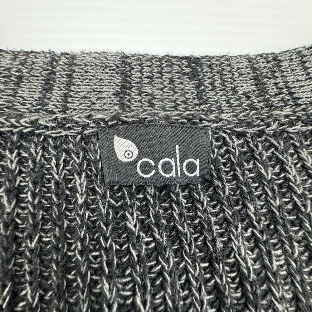 Cala Gray Sweater Womens Large V Neck Silver Grommet Detail Long Sleeve - Picture 2 of 8